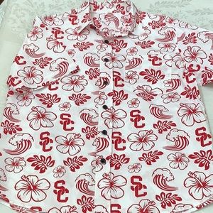 USC Aloha Hawaiian Shirt M 100% Cotton Short Sleeve